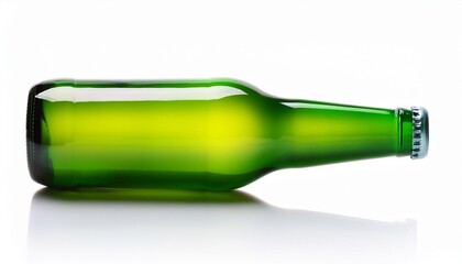 Sticker - empty green glass bottle from beer isolated on white