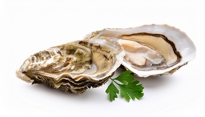 fresh raw oyster isolated on white background