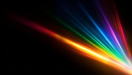 Poster - ethereal rainbow flares prism rainbow light flares overlay on black background