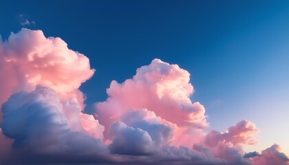 Poster - pink clouds at sunset against a blue sky