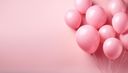 Canvas Print - pink colored balloons on light pink background generative ai