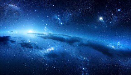 Wall Mural - space blue background with stars nebula and galaxy