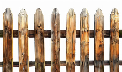 classic wooden fence designs isolated on a white background for rustic home decor