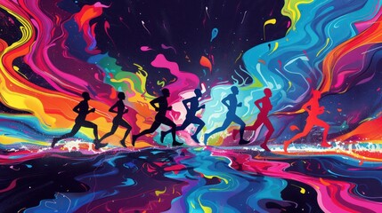 Sticker - Colorful Light Swirl Design for Running Competition