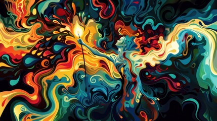 Wall Mural - Abstract Design of Torch Bearer