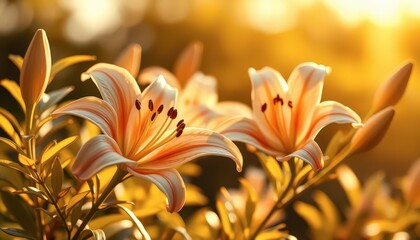 Poster - Orange Lily in Golden Sunlight.