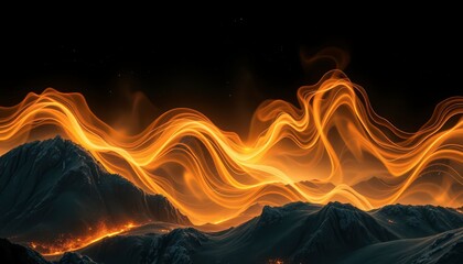 Canvas Print - abstract fire and mountains.