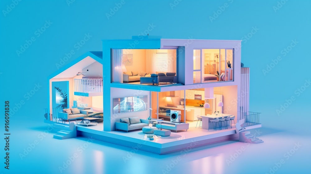 Explore the futuristic elements of a 3D house designed for smart living ...