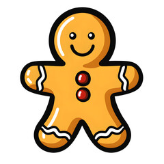 Wall Mural - A cartoon gingerbread man with a smile on his face