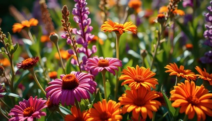 Canvas Print - Colorful Flowers in a Garden.