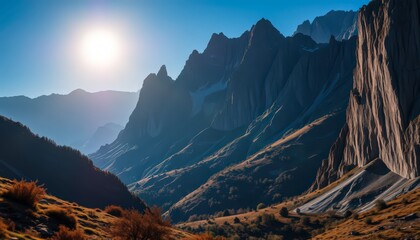 Wall Mural - Majestic Mountain Range at Sunset.