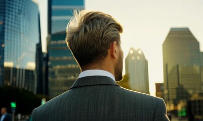 Wall Mural - Handsome middle-aged man in the city, looking away