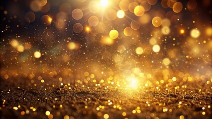 golden bokeh lights shining on dust particles creating a dark abstract overlay background, golden, b