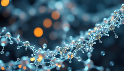 Wall Mural - Abstract Molecular Structure with Bokeh Background.