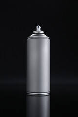 Canvas Print - Gray spray paint can on black background