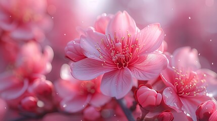 Poster - Delicate Pink Flowers with Soft Focus