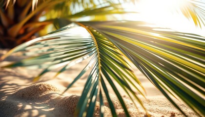 Wall Mural - Palm Leaf on Sand.