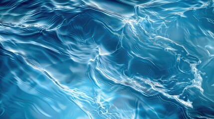 Wall Mural - Blue water wave abstract, natural swirled pattern texture photograph