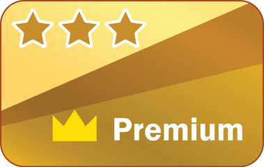 Poster - Golden premium quality badge with five stars and a crown, representing high quality and customer satisfaction