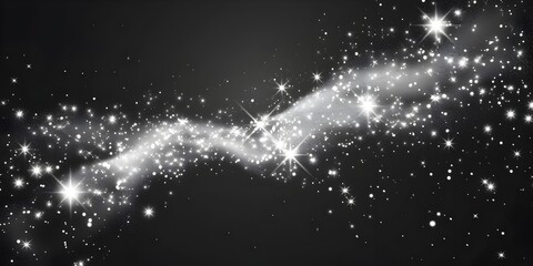 Wall Mural - white glowing glitter, sparkles on a transparent background, a starry dust trail.