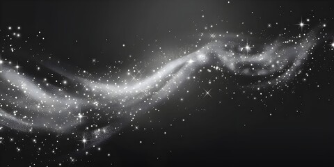 Wall Mural - white glowing glitter, sparkles on a transparent background, a starry dust trail.