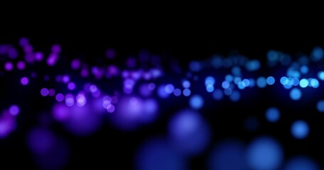 Leinwandbilder - Neon, particles and dark background with data network, travel and texture with light connection. System, digital abstract and pattern of blue glow, animation and future technology on black wallpaper