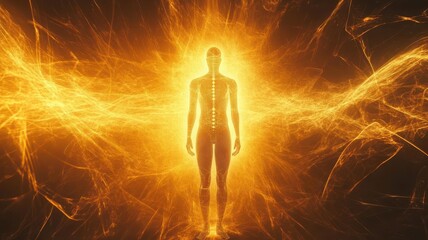 abstract image of tuning forks interacting with human body energy fields, tuning fork therapy , ener