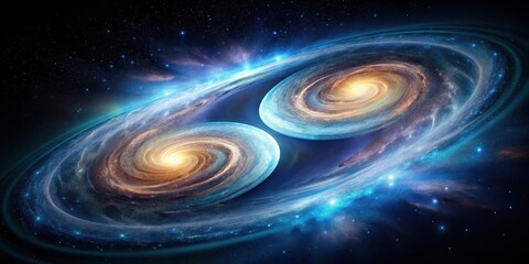 Wall Mural - Double spiral formation in space, spiral, space, vortex, cosmic, galaxy, astronomy, phenomenon, abstract