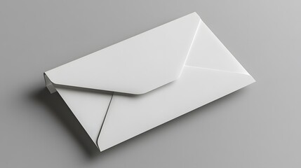 Wall Mural - White envelope mockup displayed on a neutral grey background, with soft, natural shadows