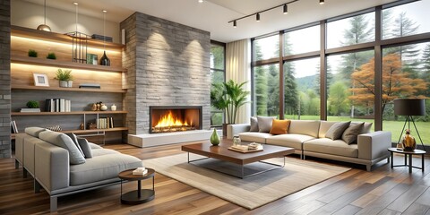 Wall Mural - modern living room with sofa