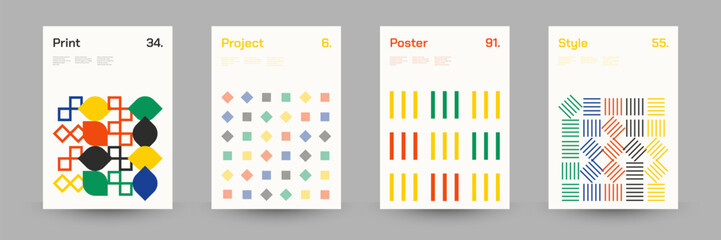 Geometric Abstract Cover Poster Set. Abstract Shape Background for Magazine Brochure Flyer and Page Layout. Vector Illustration