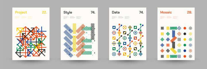 Geometric Abstract Cover Poster Set. Abstract Shape Background for Magazine Brochure Flyer and Page Layout. Vector Illustration