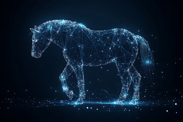 Wall Mural - horse. Digital wireframe polygon illustration. technology of lines and points.	
