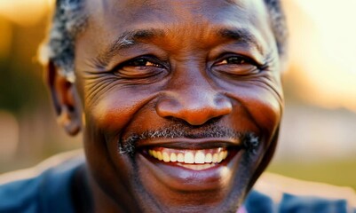 Wall Mural - Portrait of a happy senior african american man smiling at the camera