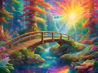 Wall Mural - landscape with a bridge