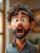 © Elle Arden  - A 3d cartoon style man with a shocked expression.