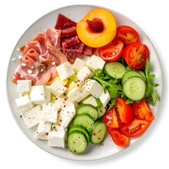 Sticker - Mediterranean Salad with Prosciutto, Feta Cheese, Cucumber, Tomato, Peach and Arugula