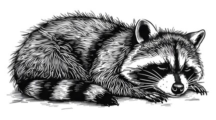 Sleeping Raccoon Illustration