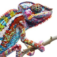 Sticker - Colorful Chameleon on Branch