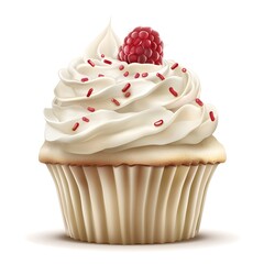 Sticker - Vanilla cupcake with raspberry and red sprinkles