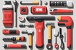 © Oldman - Flat Lay of Tools with Red and Yellow Accents