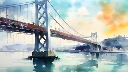 Wall Mural - Bridges Watercolor Style