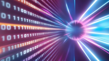 Programming code abstract technology background of software developer. bokeh lights on binary code theme.