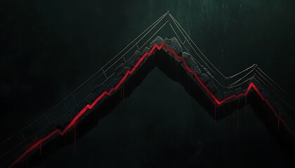 Poster - Illustration of a Collapsing Bridge Under a Downward-Trending Line Symbolizing Economic Weakness