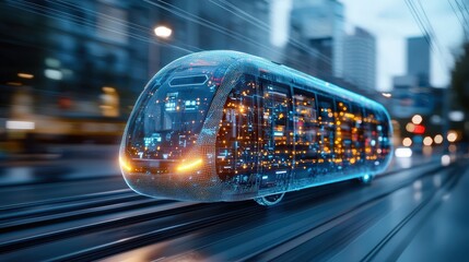 Hologram of a zero-emission public transport system