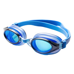 Blue goggles with a blue lens on transparent background