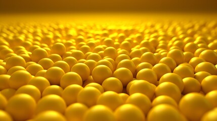 Wall Mural - Abstract Field of Yellow Spheres, Uniformly Arranged in a Tight Grid, Creating a Mesmerizing Pattern and Depth, Evoking a Sense of Infinity and Abstract Geometry in Design.