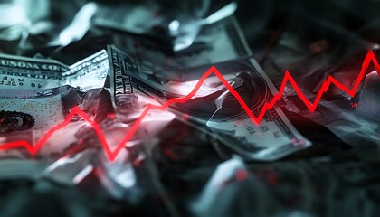 Poster - 3D Rendering of Shattered Golden Coins Falling Apart Representing Currency Devaluation in Crisis