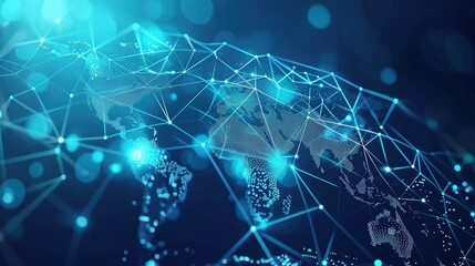 Abstract Digital Globe with Interconnected Lines and Nodes