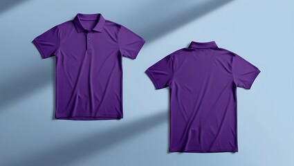 Wall Mural - Blank purple tshirt mockup front and back. polo shirt mockup template